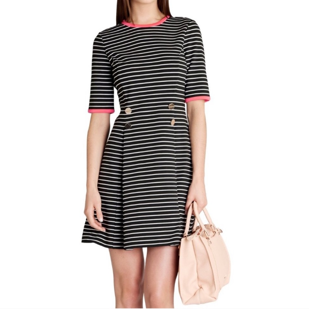 Ted Baker Black and White Striped Alexina Dress